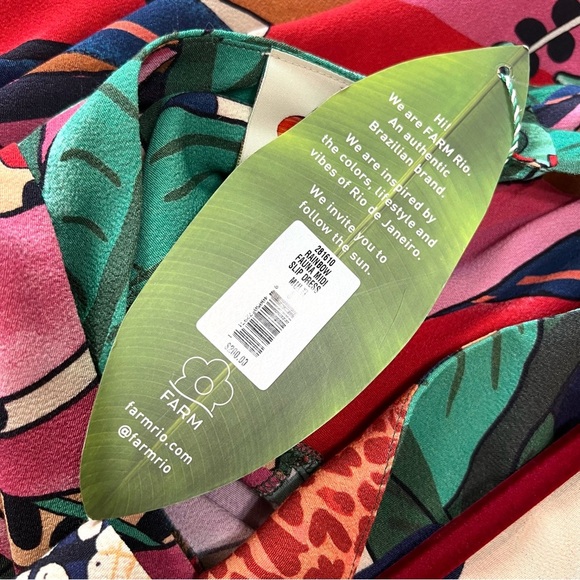 Farm Rio NWT Rainbow Fauna Tropical Jungle Print Midi Slip Dress Women’s Small - Picture 12 of 16